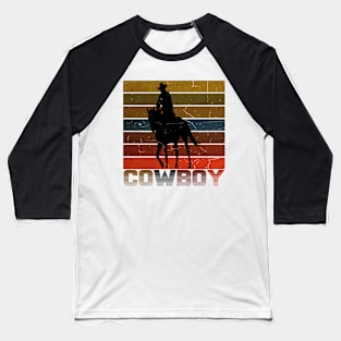 black sillhouete cowboy vintage Baseball T-Shirt